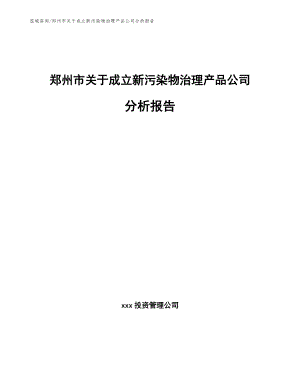 郑州市关于成立新污染物治理产品公司分析报告（模板范本）