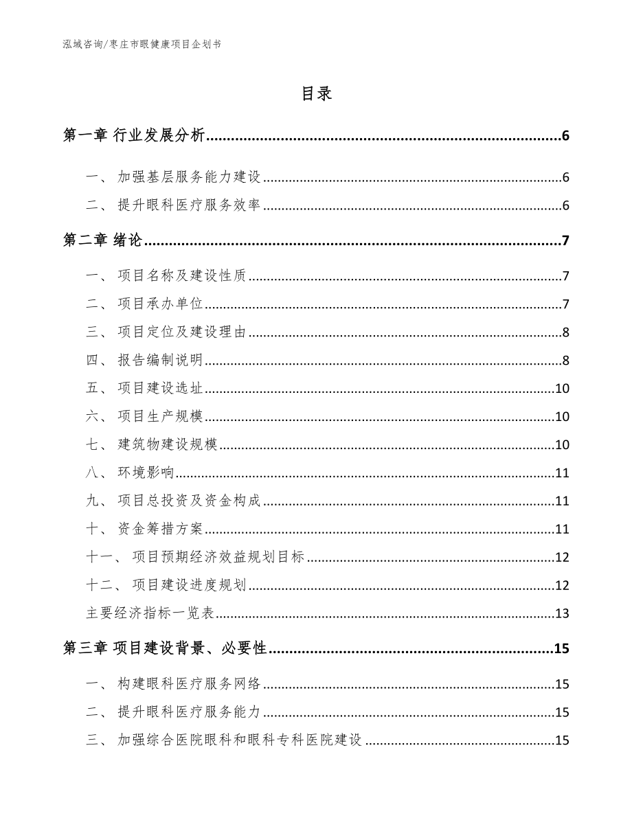 枣庄市眼健康项目企划书_第1页