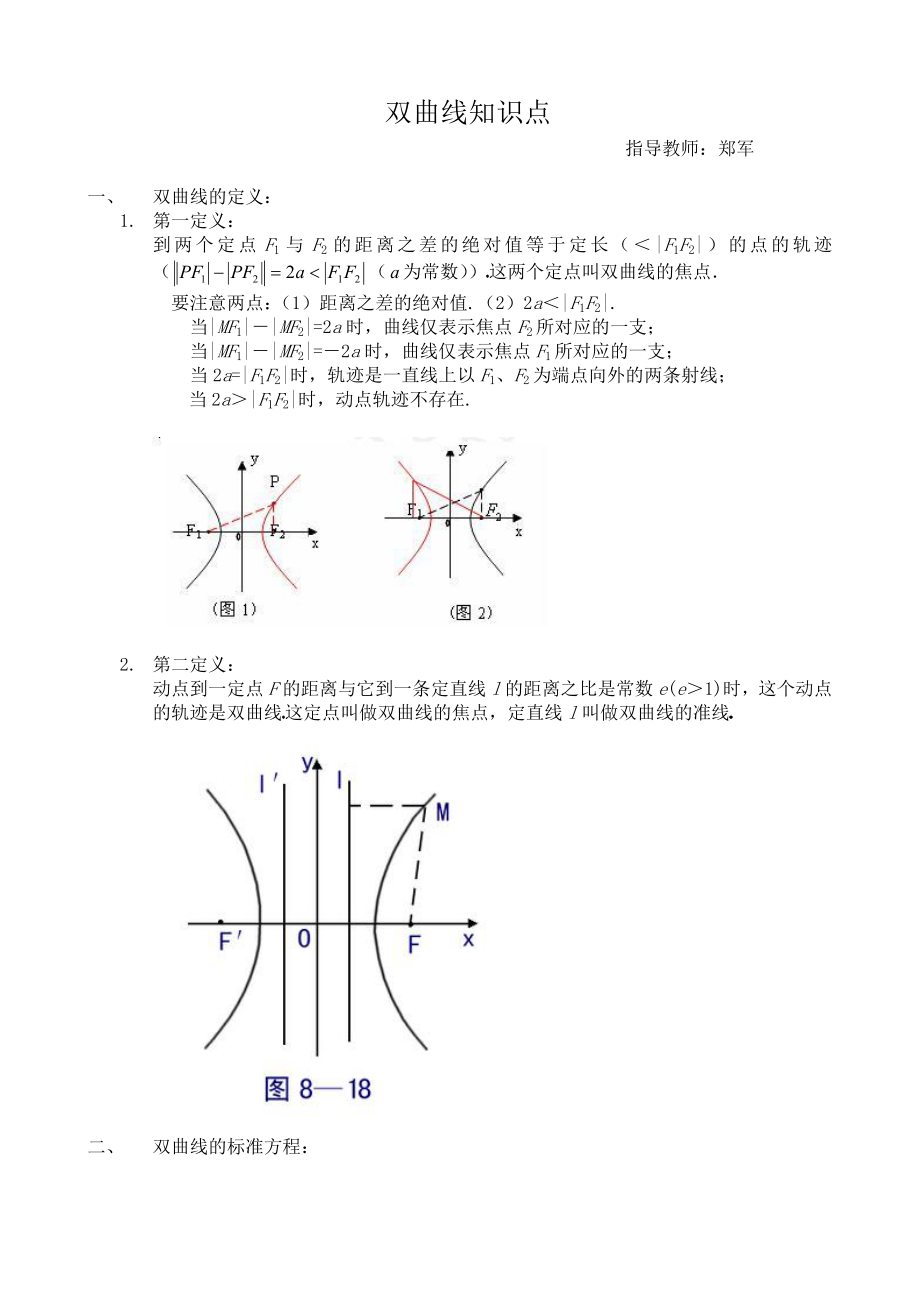 双曲线知识点总结_第1页