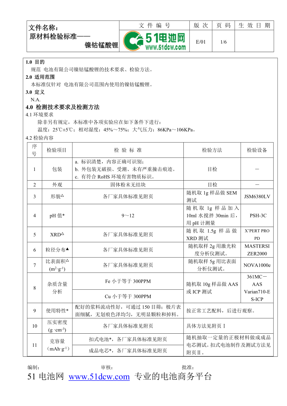 鎳鈷錳酸鋰標準_第1頁