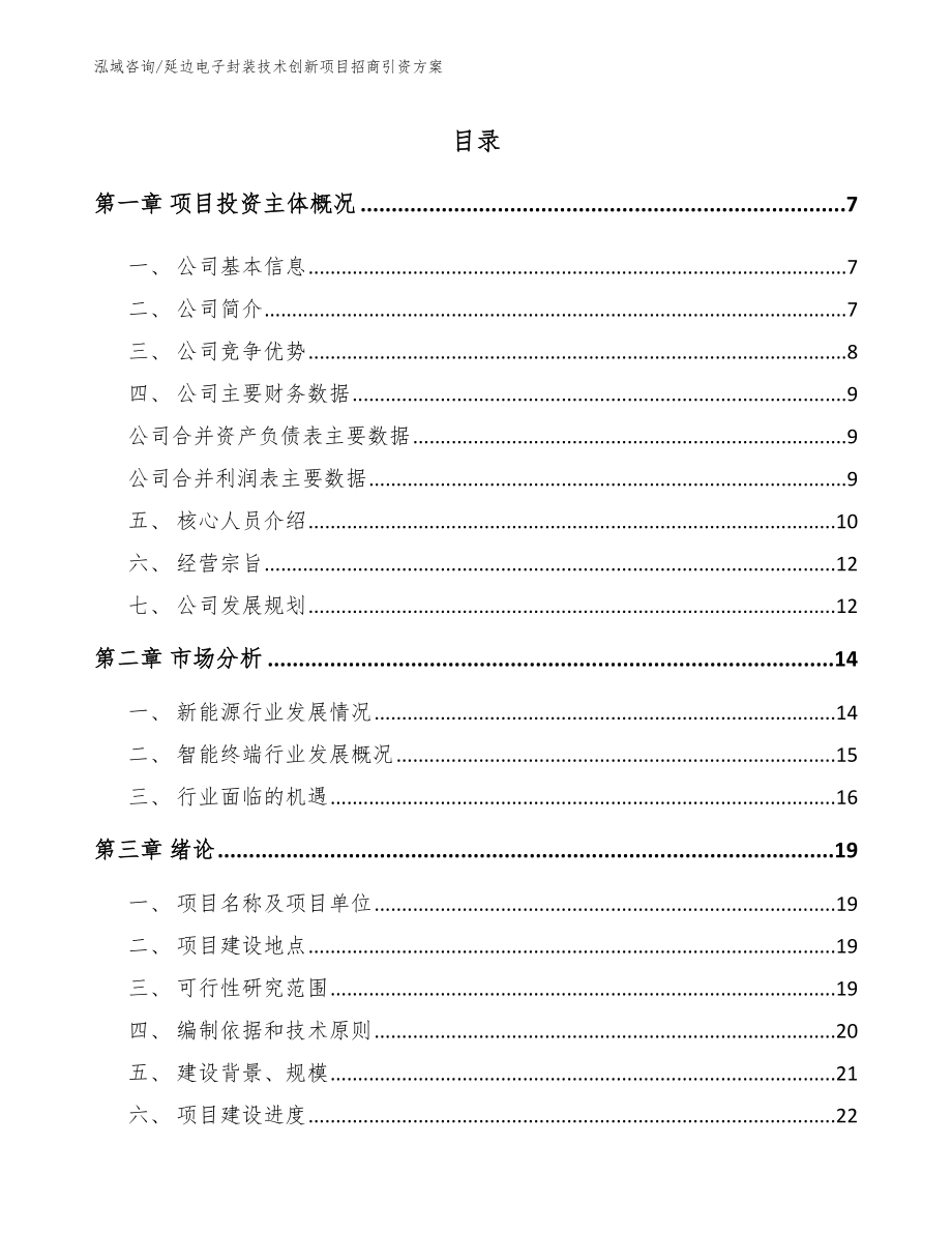 延边电子封装技术创新项目招商引资方案_参考范文_第1页