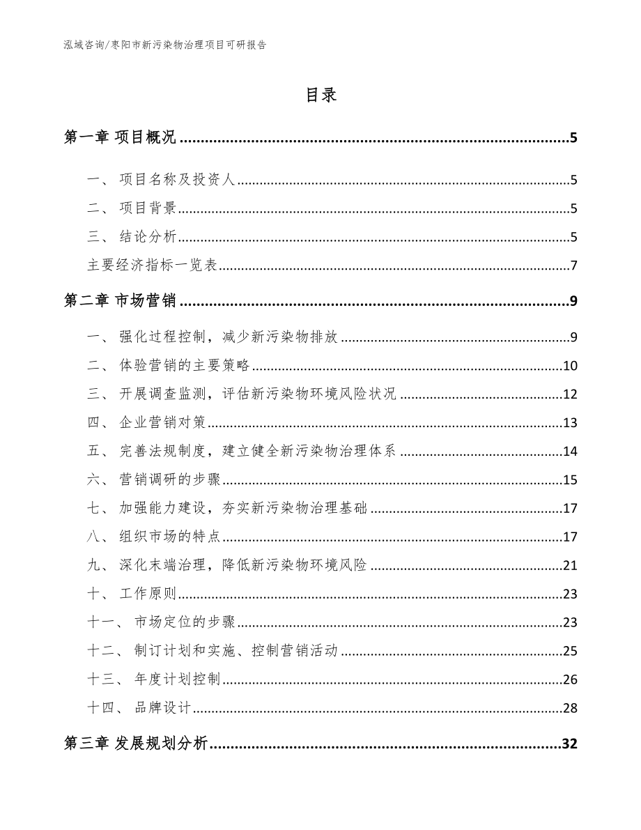 枣阳市新污染物治理项目可研报告（参考范文）_第1页