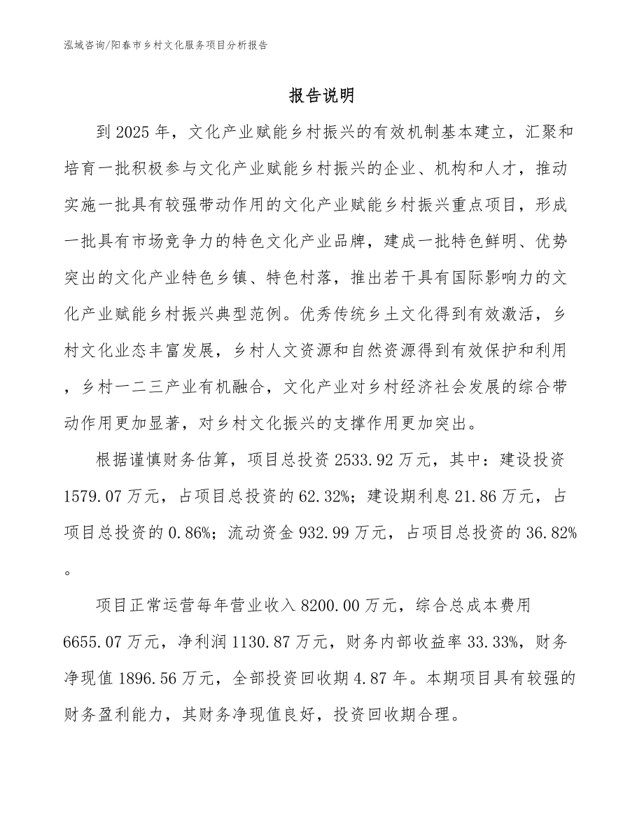 阳春市乡村文化服务项目分析报告_第1页
