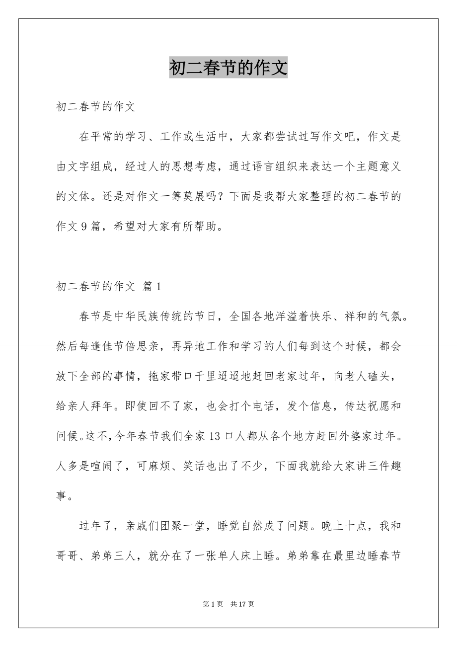 初二春节的作文_第1页