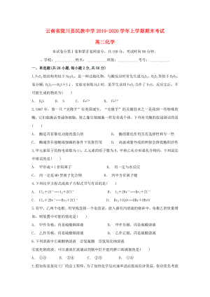 云南省陇川县民族中学2019-2020学年高二化学上学期期末考试试题