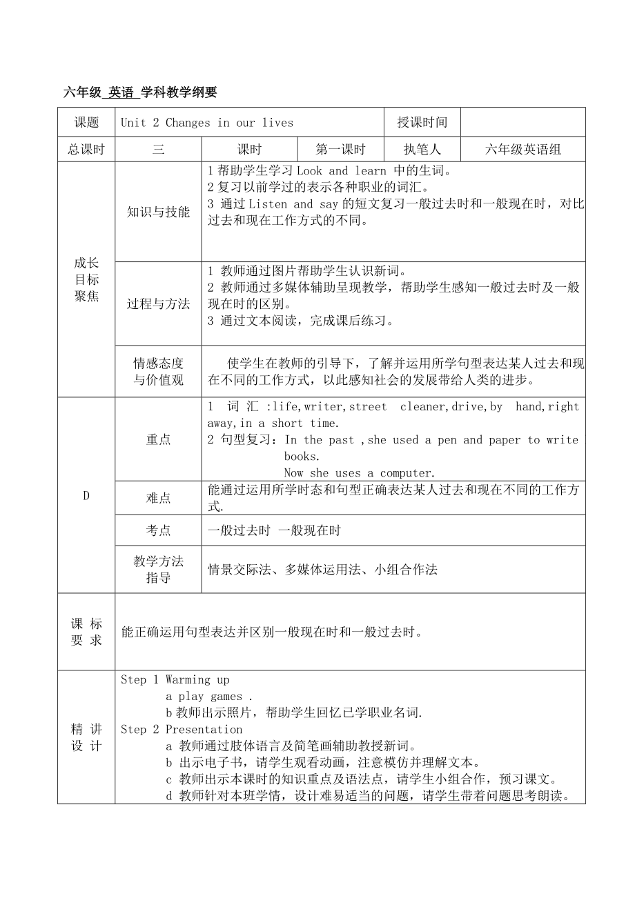 上海教育版英语六年级下册Unit2Changesinourlives_第1页