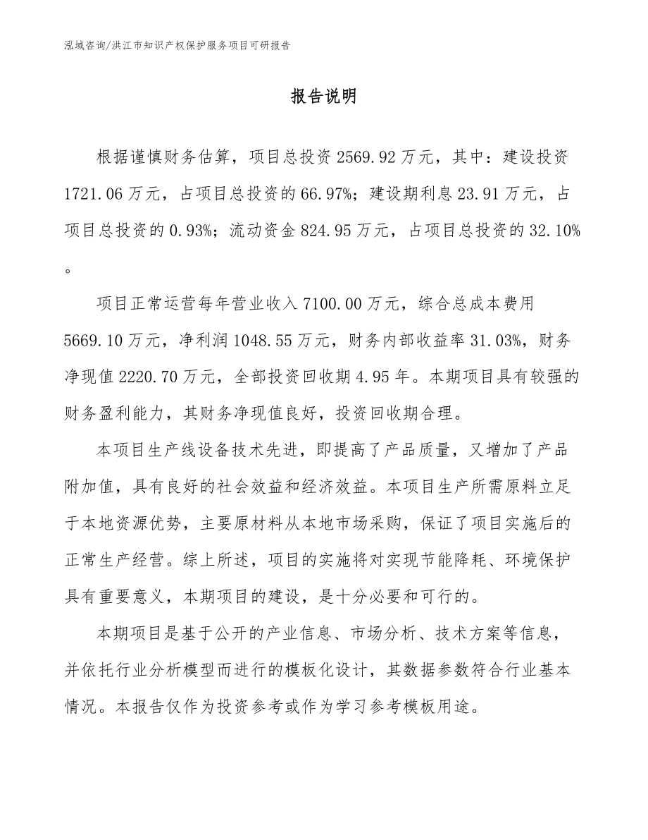 洪江市知识产权保护服务项目可研报告（范文）_第1页