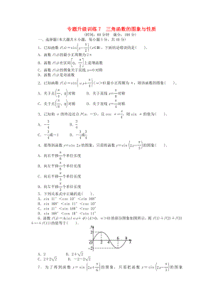 浙江省2013年高考數(shù)學(xué)第二輪復(fù)習(xí) 專題升級(jí)訓(xùn)練7 三角函數(shù)的圖象與性質(zhì) 文