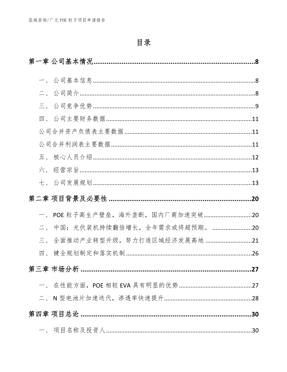 广元POE粒子项目申请报告【参考范文】_第1页