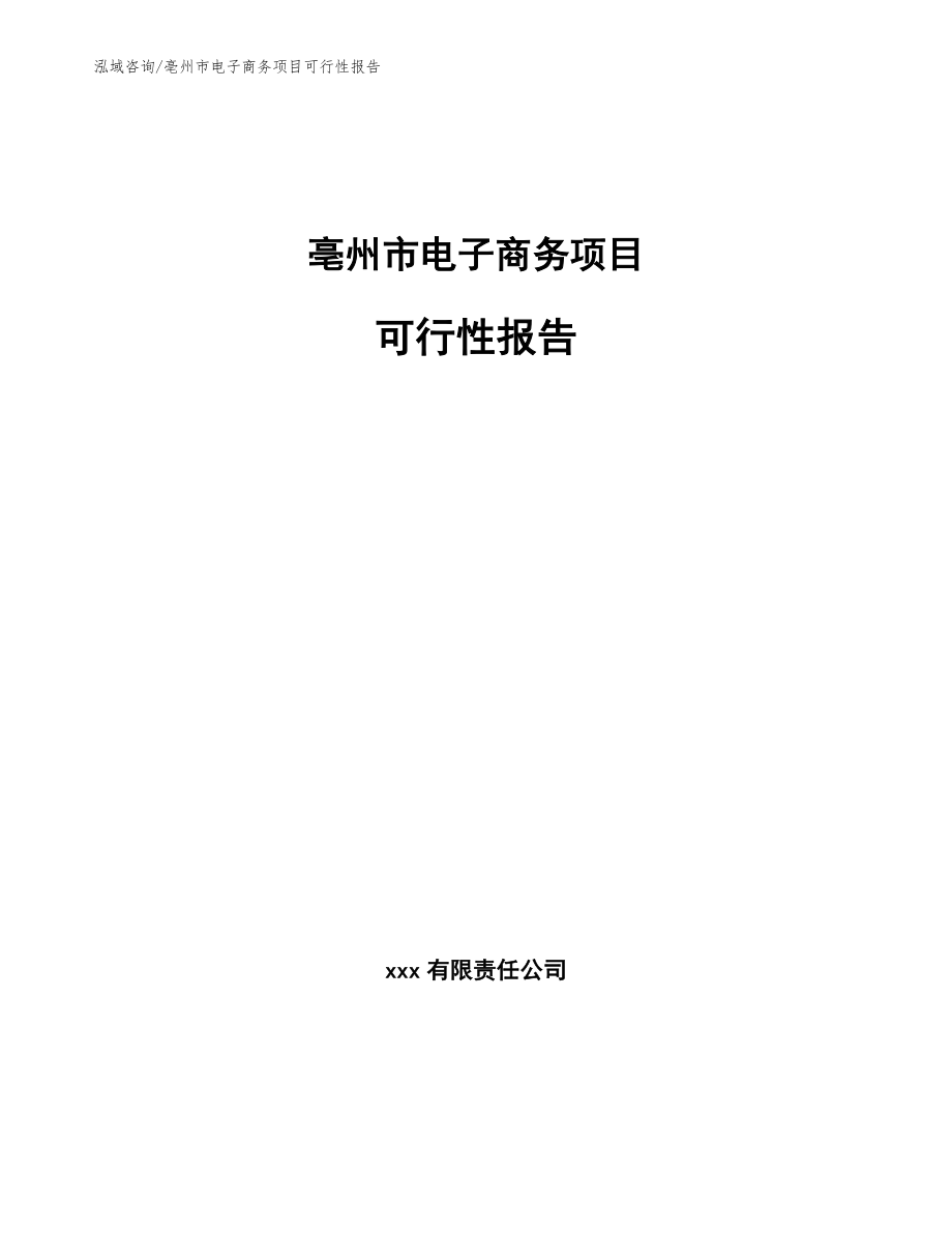 亳州市电子商务项目可行性报告_第1页