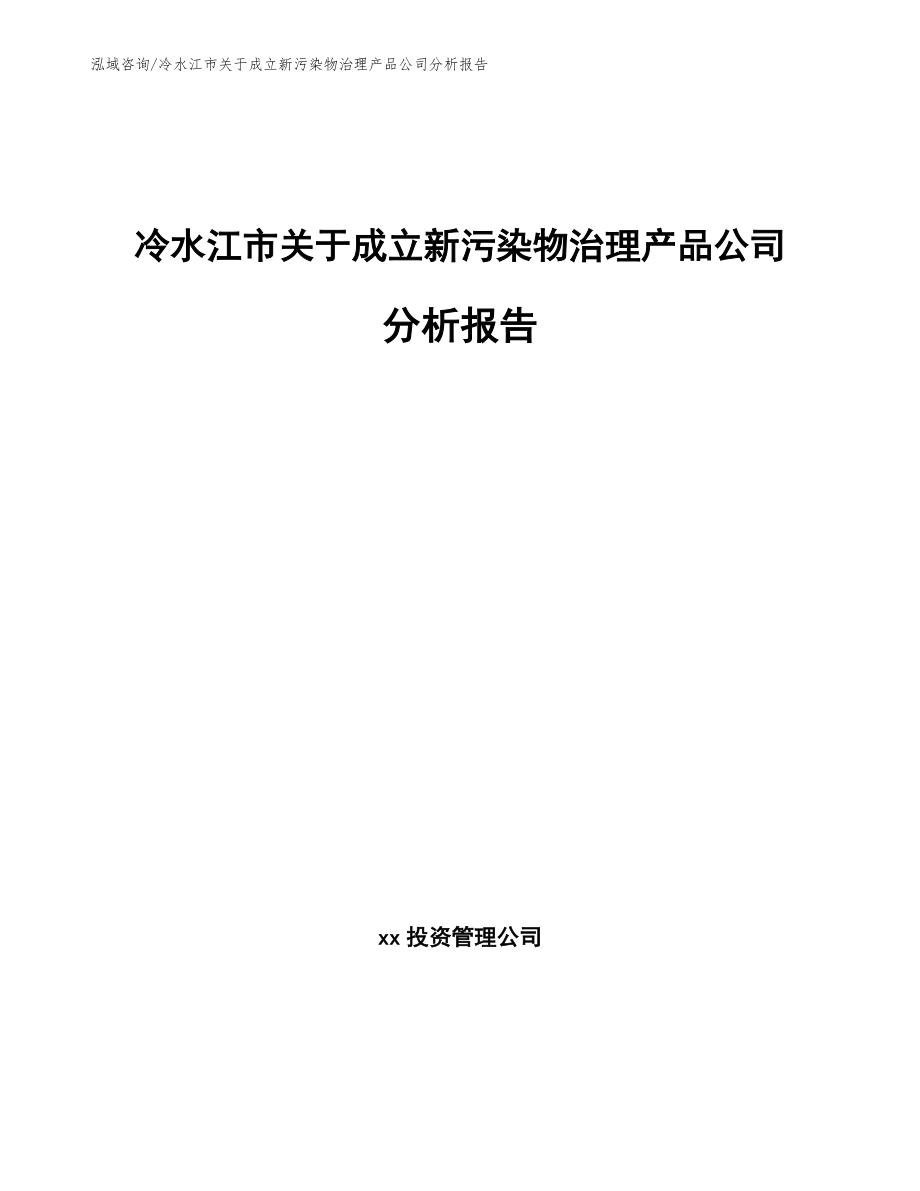 冷水江市关于成立新污染物治理产品公司分析报告_第1页