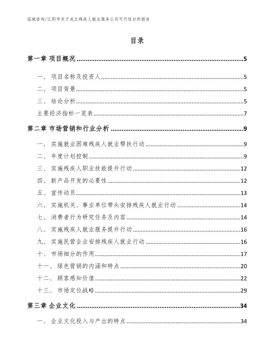 江阴市关于成立残疾人就业服务公司可行性分析报告_第1页