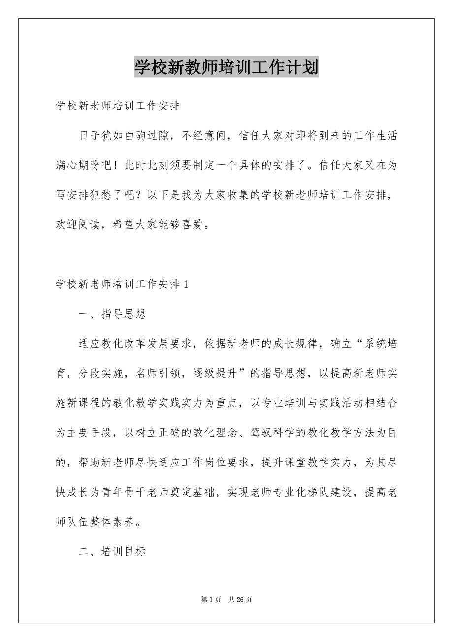 学校新教师培训工作计划_第1页