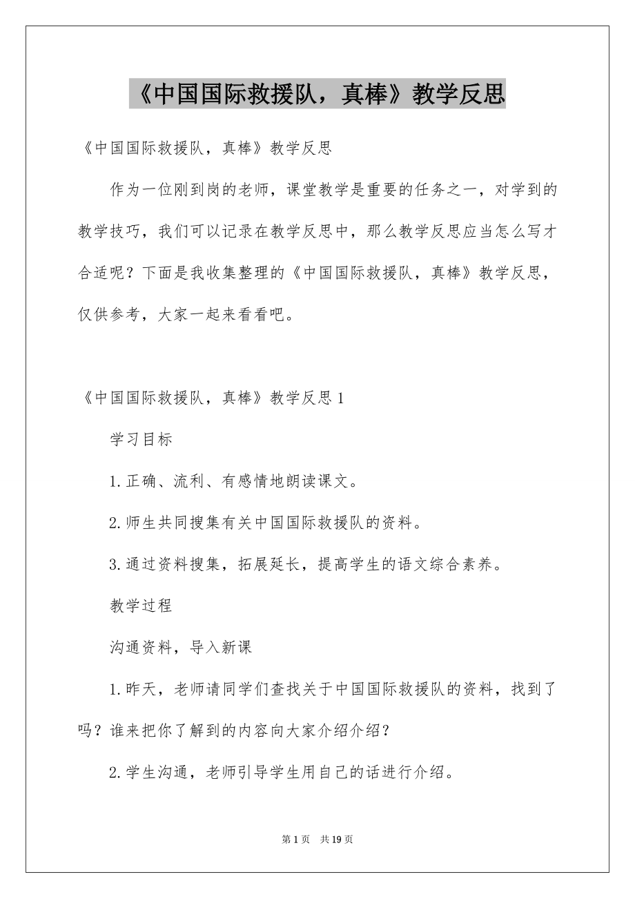 《中国国际救援队真棒》教学反思_第1页