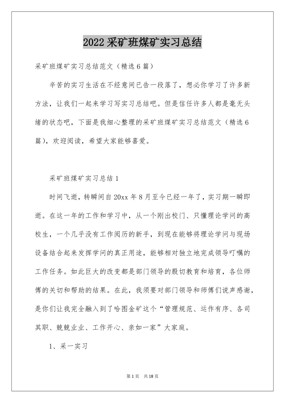 采矿班煤矿实习总结_第1页