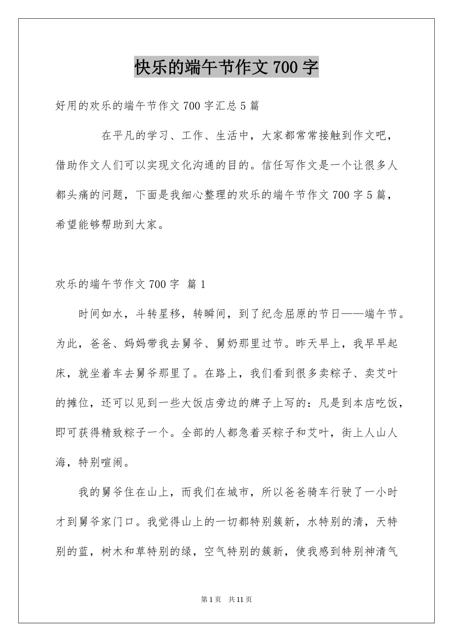 快乐的端午节作文700字_第1页