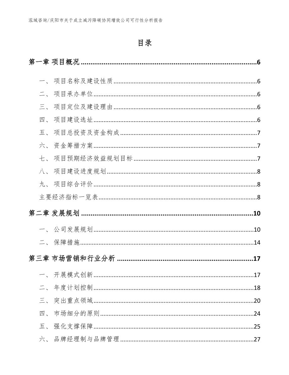 庆阳市关于成立减污降碳协同增效公司可行性分析报告_第1页
