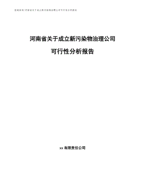 河南省关于成立新污染物治理公司可行性分析报告
