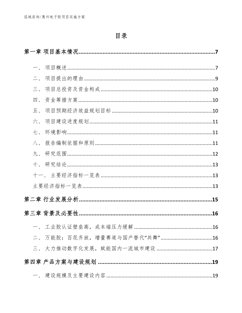惠州电子胶项目实施方案（模板参考）_第1页