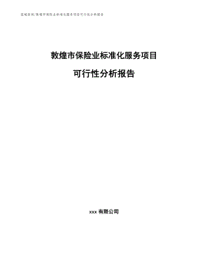 敦煌市保险业标准化服务项目可行性分析报告