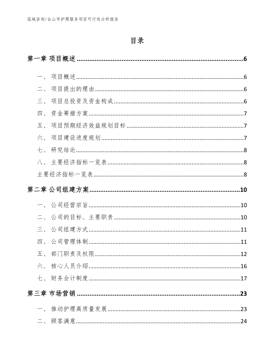 台山市护理服务项目可行性分析报告_第1页