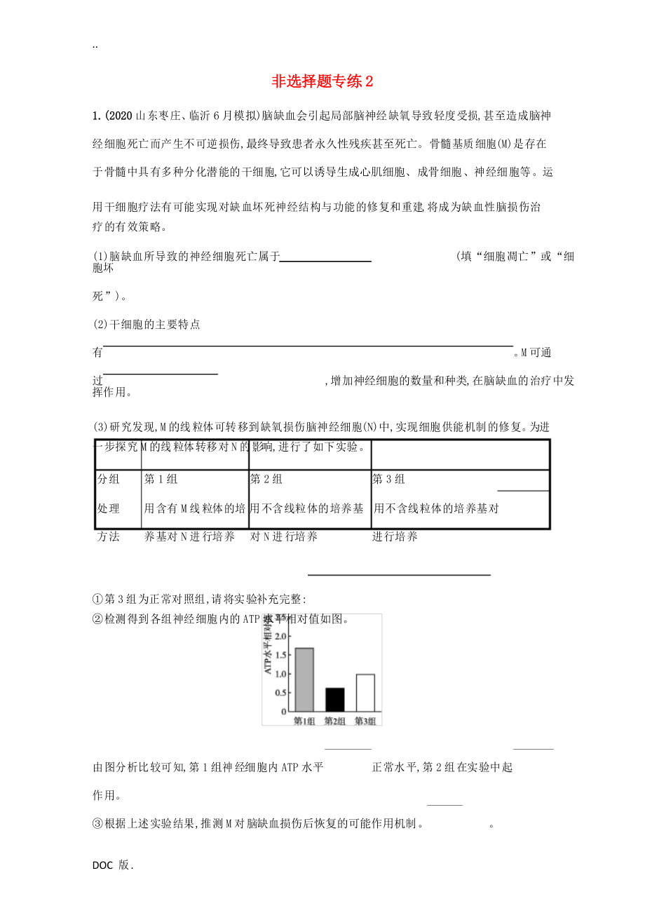 2021高考生物二輪復(fù)習(xí) 非選擇題專練2-人教版高三全冊生物試題_第1頁