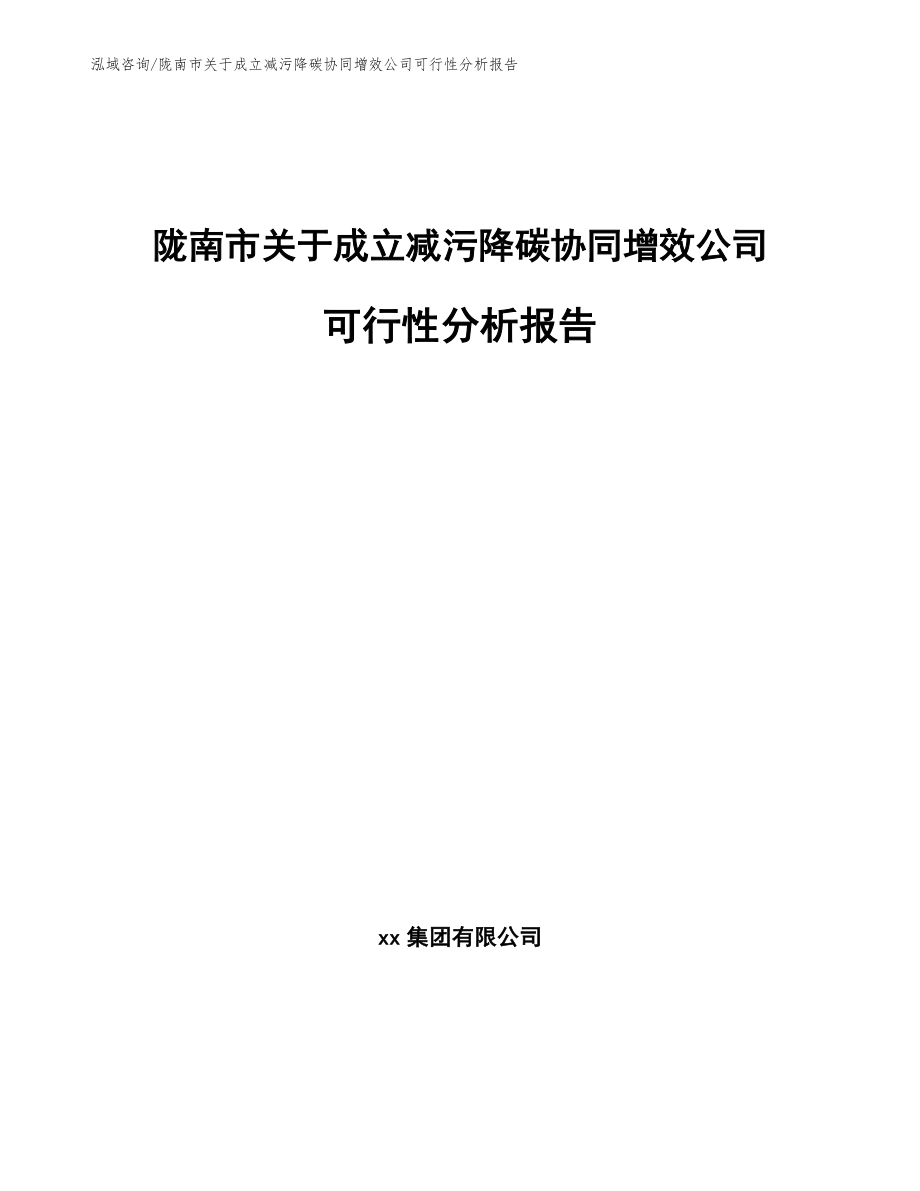 陇南市关于成立减污降碳协同增效公司可行性分析报告_第1页