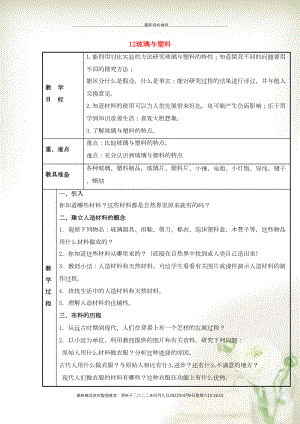 四年級(jí)科學(xué)下冊(cè)《玻璃與塑料》教案設(shè)計(jì) 青島版(共2頁(yè)DOC)