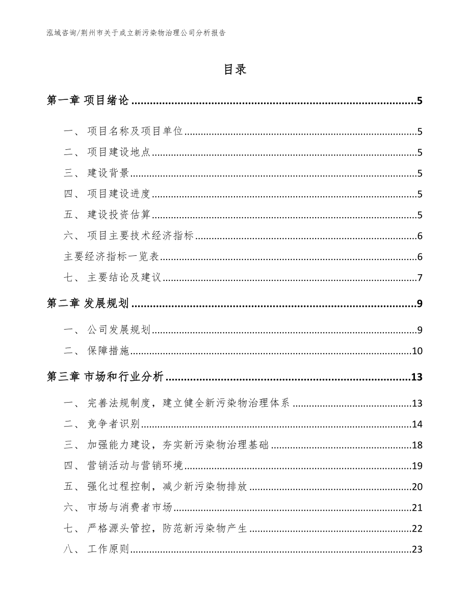 荆州市关于成立新污染物治理公司分析报告（范文）_第1页