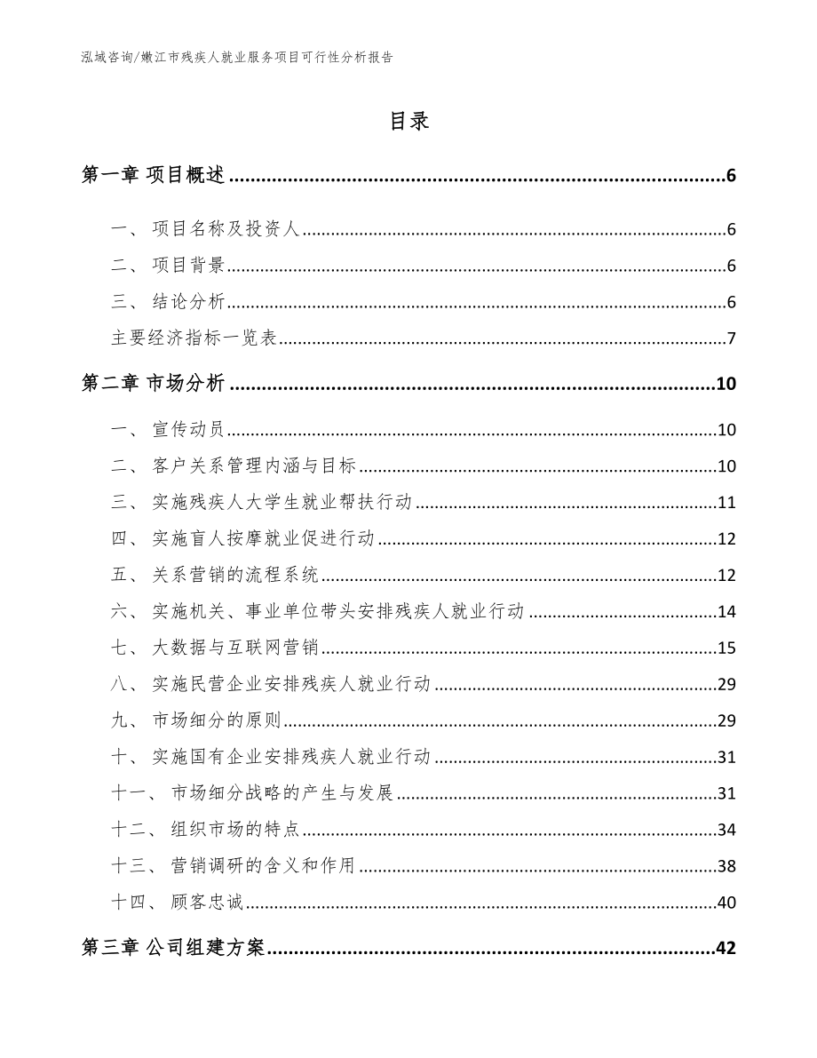 嫩江市残疾人就业服务项目可行性分析报告模板范本_第1页