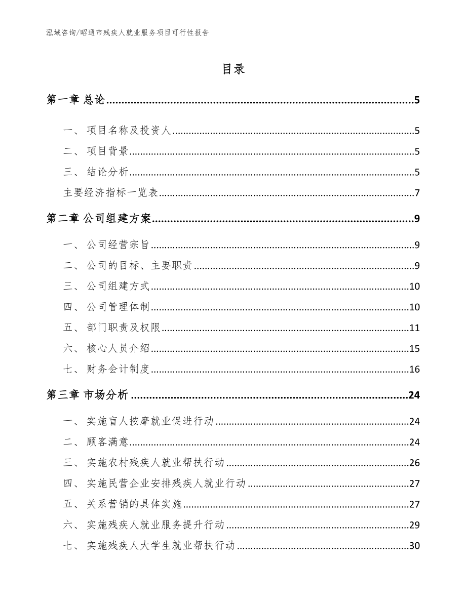 昭通市残疾人就业服务项目可行性报告_第1页