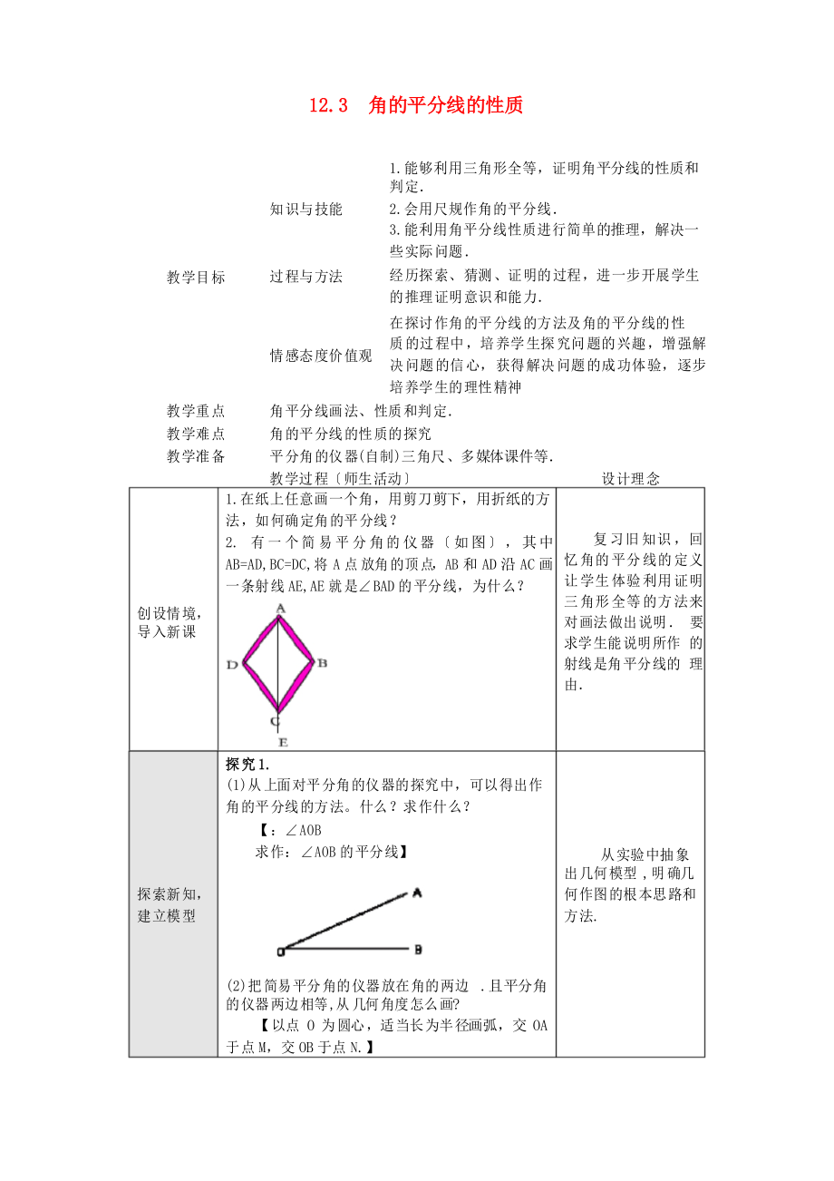 2022年《角的平分線的性質(zhì)》教案 (省一等獎(jiǎng))_第1頁(yè)