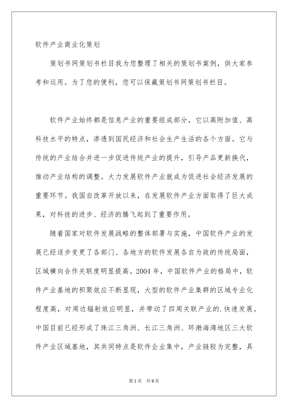 软件产业商业化策划_第1页