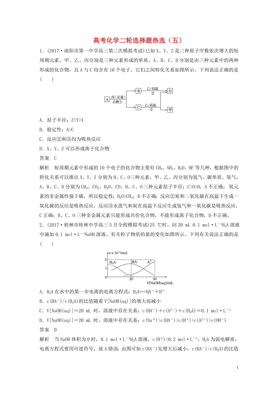 四川省高考化学二轮复习选择题热选50517112_第1页