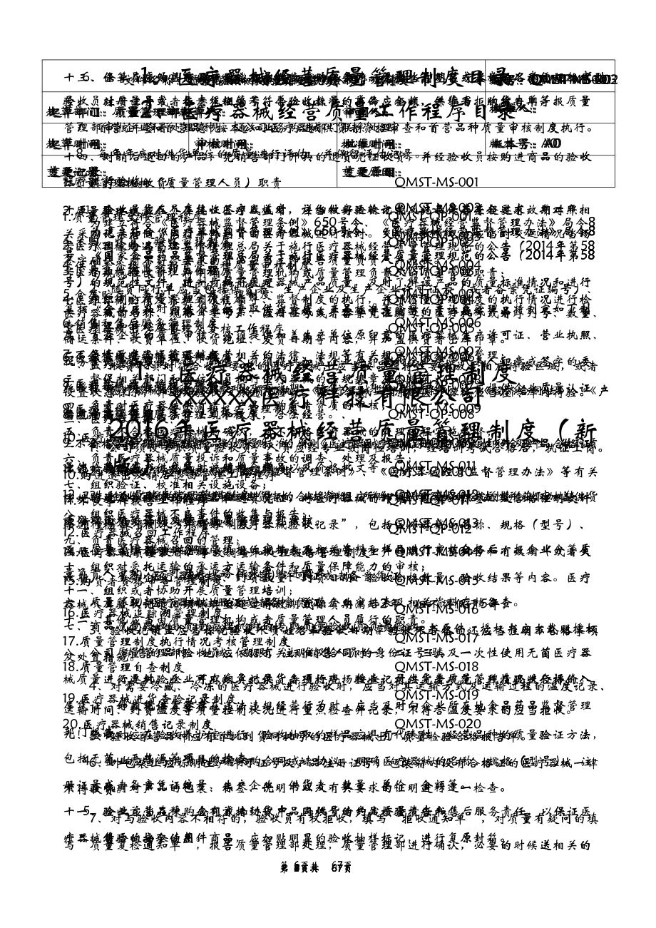 XXXX年医疗器械经营质量管理制度及工作程序新版_第1页