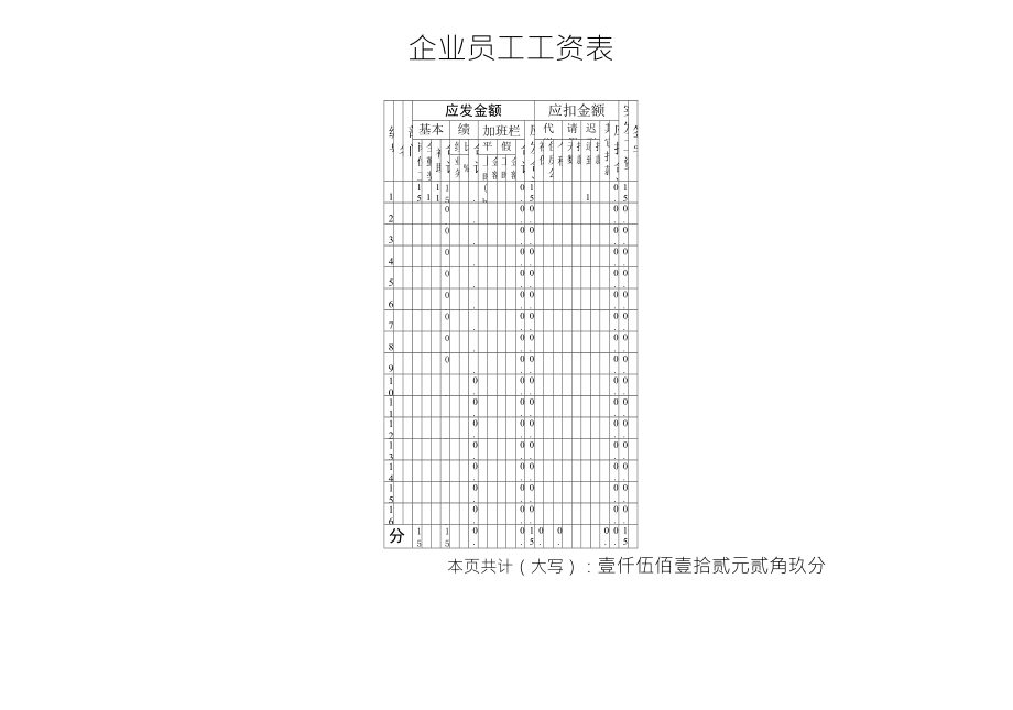 工資表模版免費(fèi)共享下載_第1頁(yè)