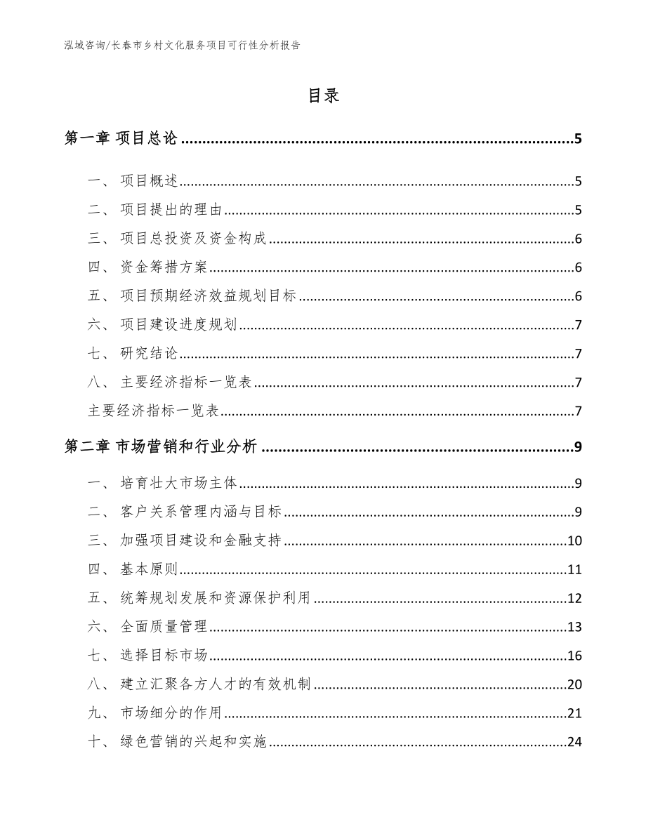 长春市乡村文化服务项目可行性分析报告_第1页