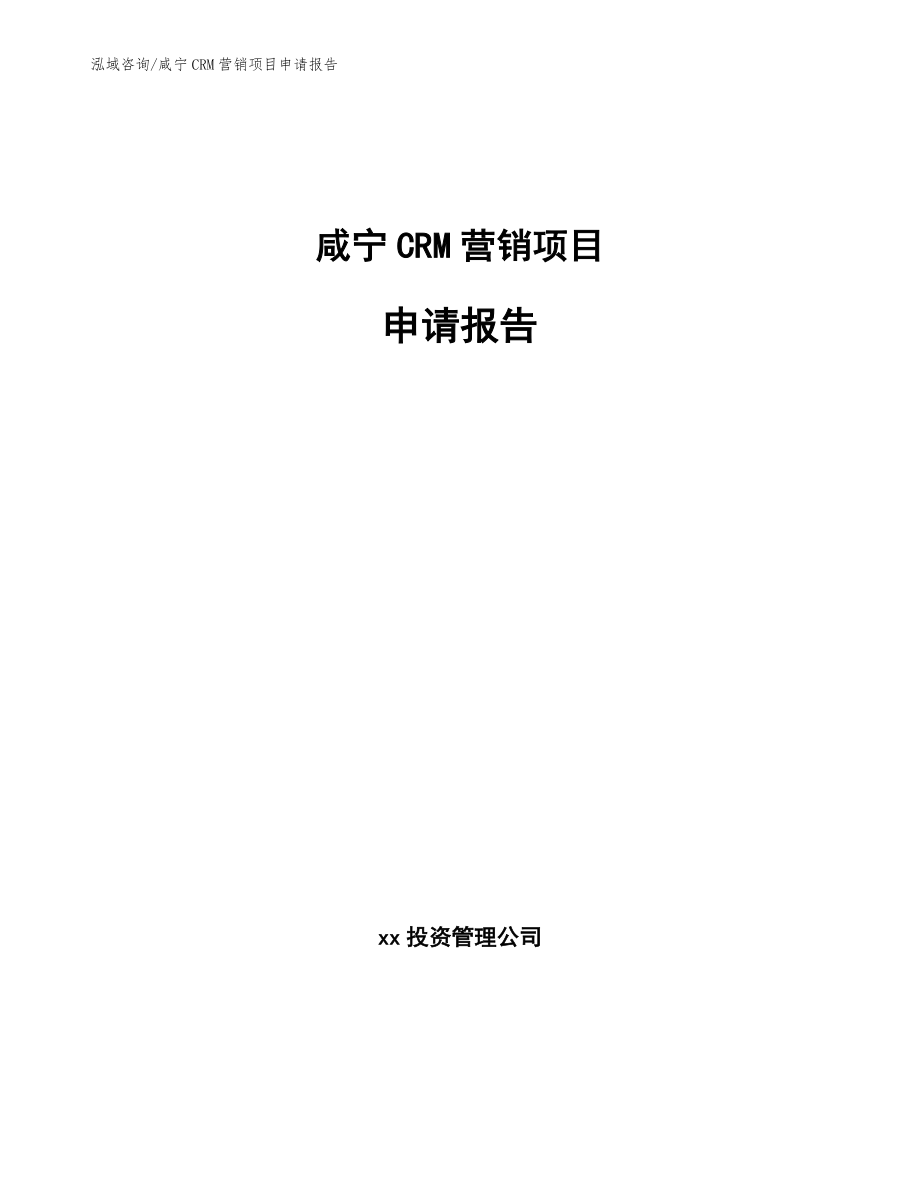 咸宁CRM营销项目申请报告_第1页