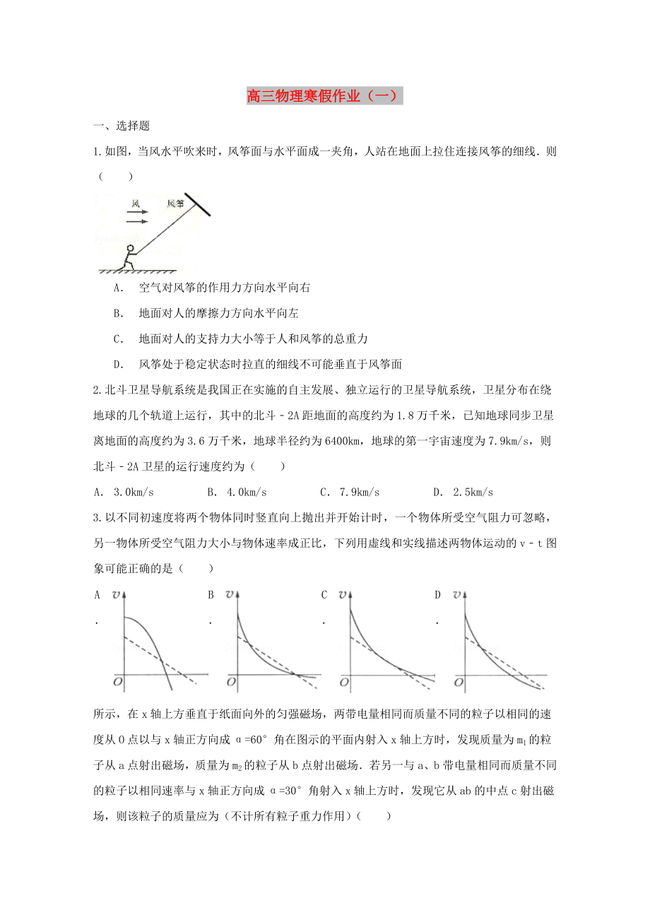 高三物理寒假作业（一）_第1页