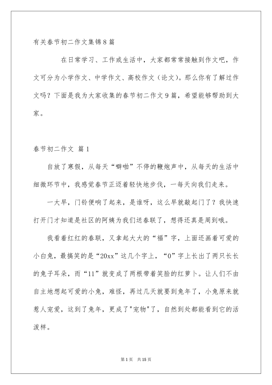 有关春节初二作文集锦8篇_第1页