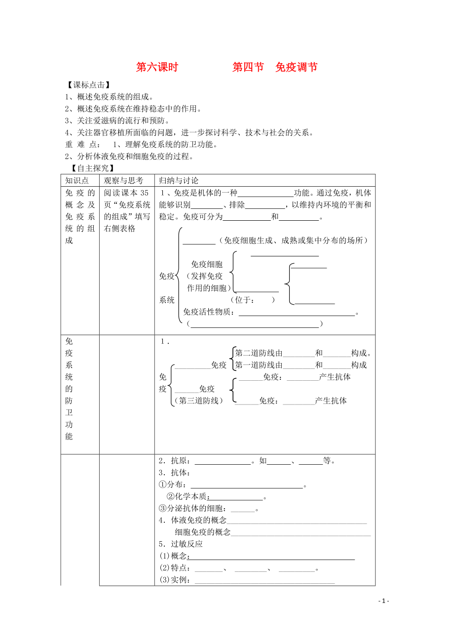 免疫调节导学案新人教版必修3_第1页