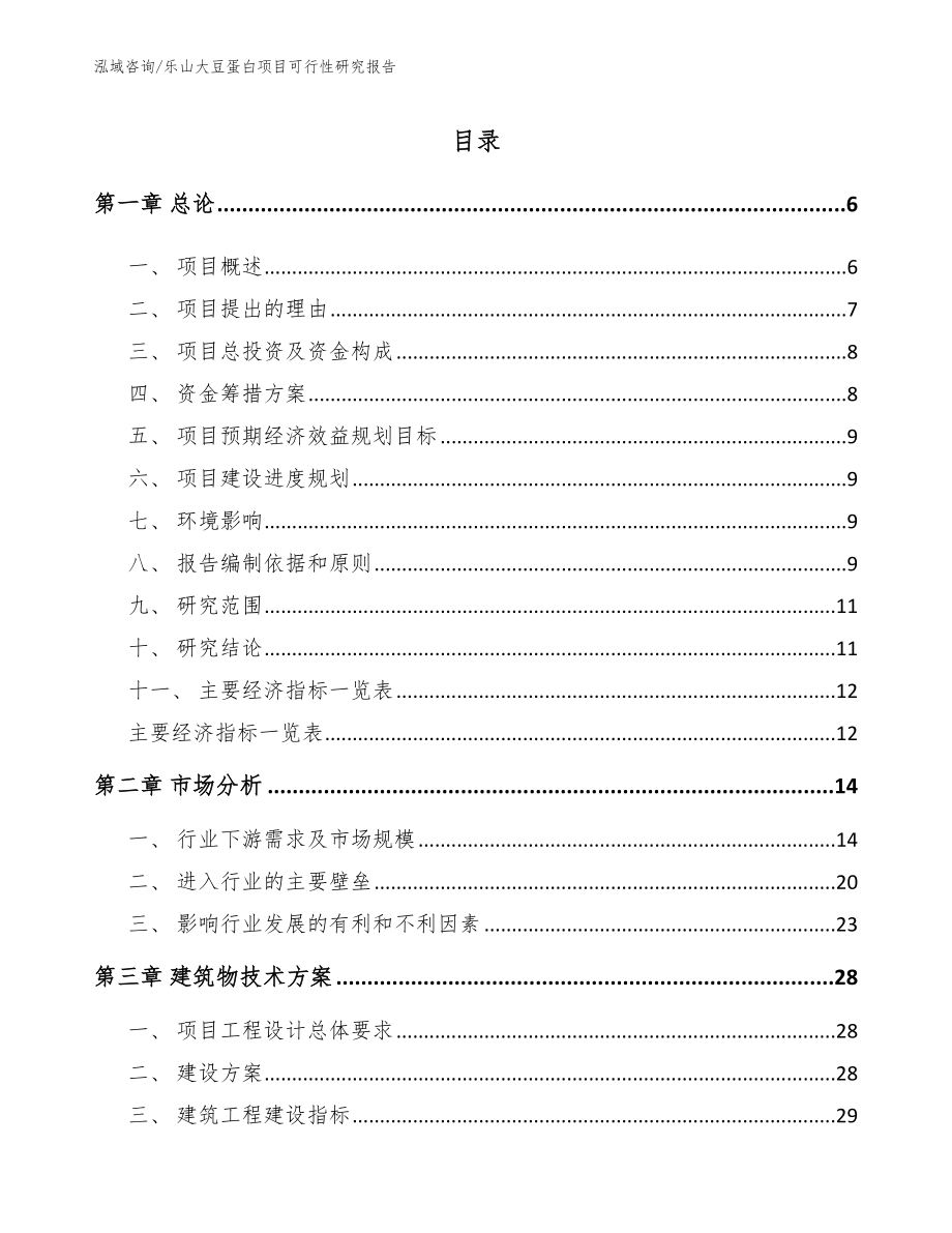 乐山大豆蛋白项目可行性研究报告（范文模板）_第1页