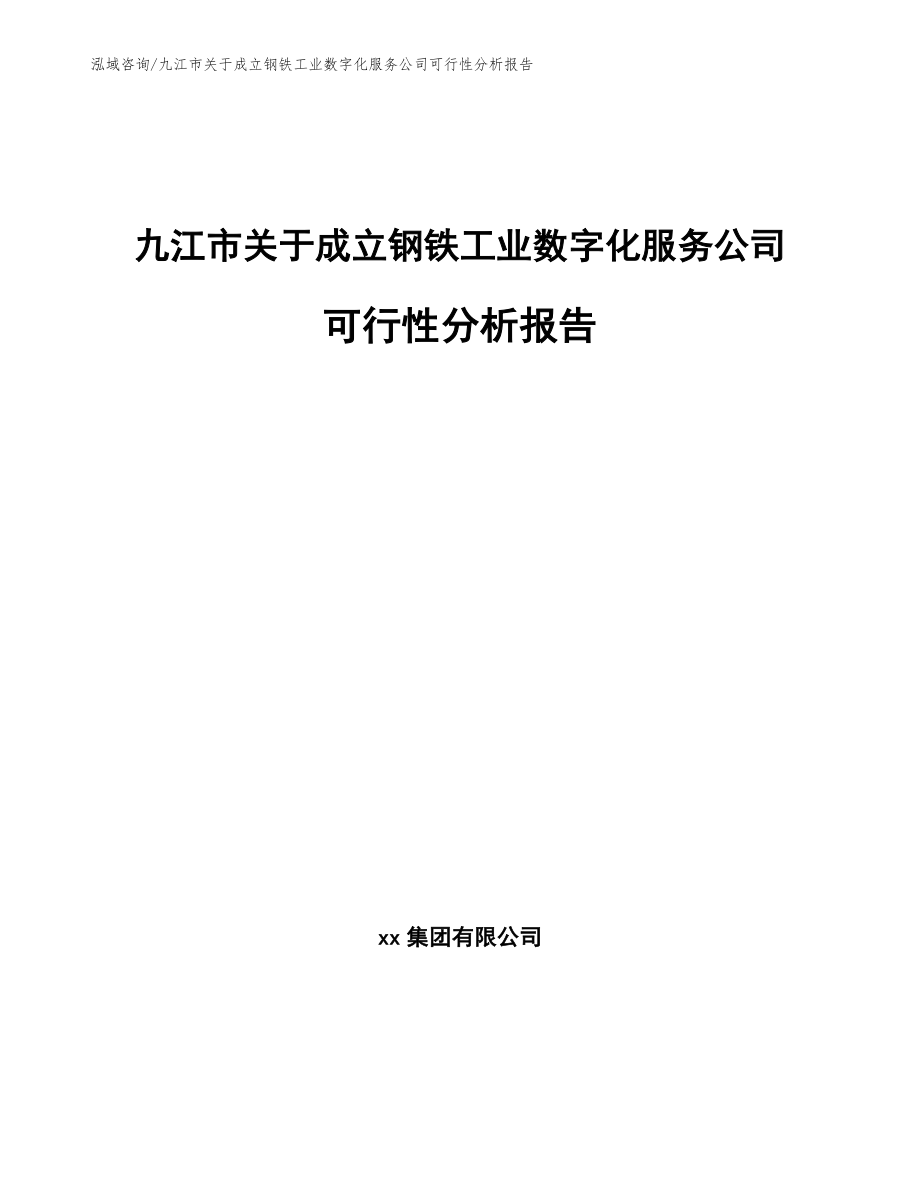 九江市关于成立钢铁工业数字化服务公司可行性分析报告_第1页