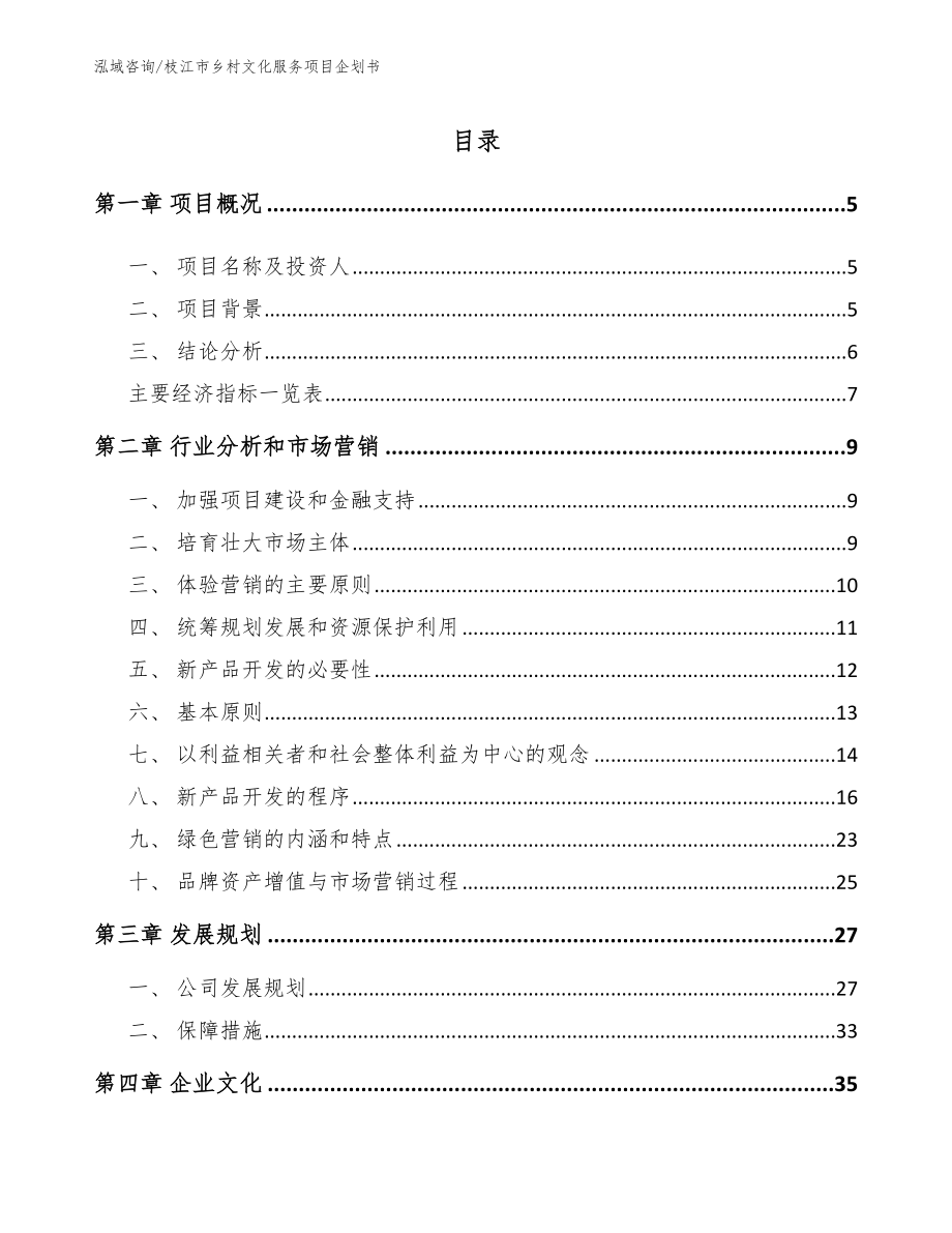 枝江市乡村文化服务项目企划书_第1页