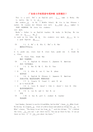 廣東省小升初英語專項(xiàng)沖刺 完形填空7