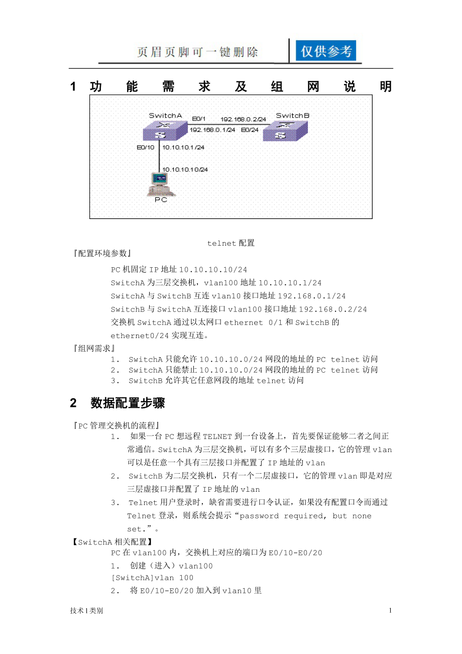 配置交换机远程登录分析运用_第1页