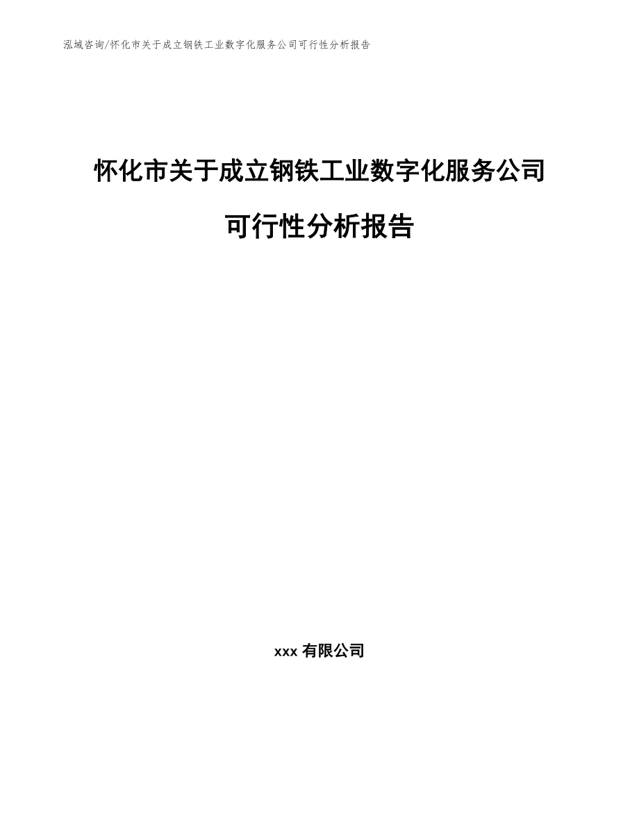 怀化市关于成立钢铁工业数字化服务公司可行性分析报告_第1页