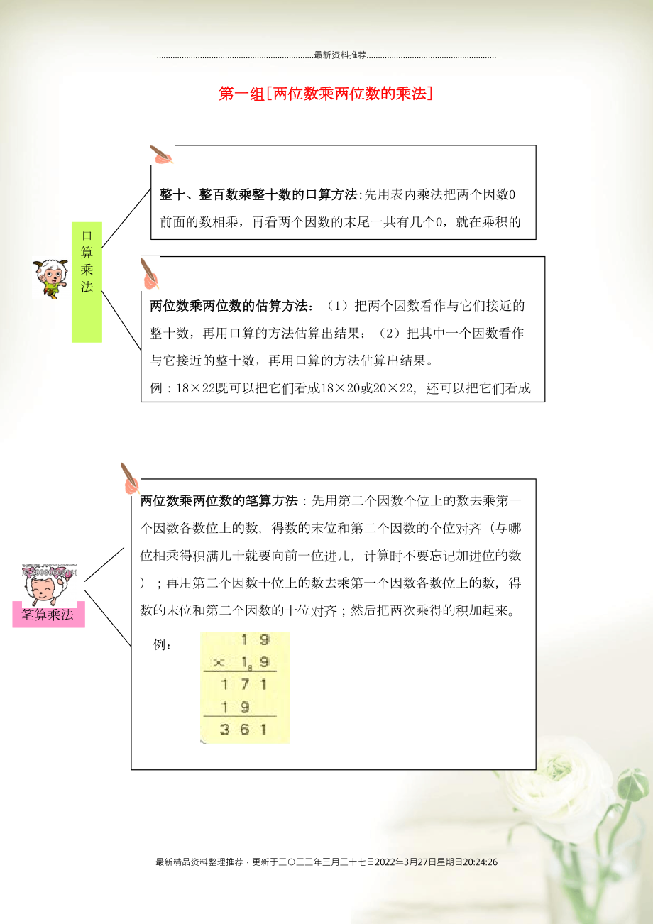 三年級數(shù)學(xué)下冊 專項復(fù)習(xí) 數(shù)與代數(shù) 第一組 兩位數(shù)乘兩位數(shù)的乘法 西師大版(共1頁DOC)_第1頁