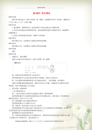 二年級(jí)數(shù)學(xué)上冊(cè) 9 總復(fù)習(xí)第2課時(shí) 表內(nèi)乘法教學(xué)設(shè)計(jì) 新人教版(共4頁DOC)