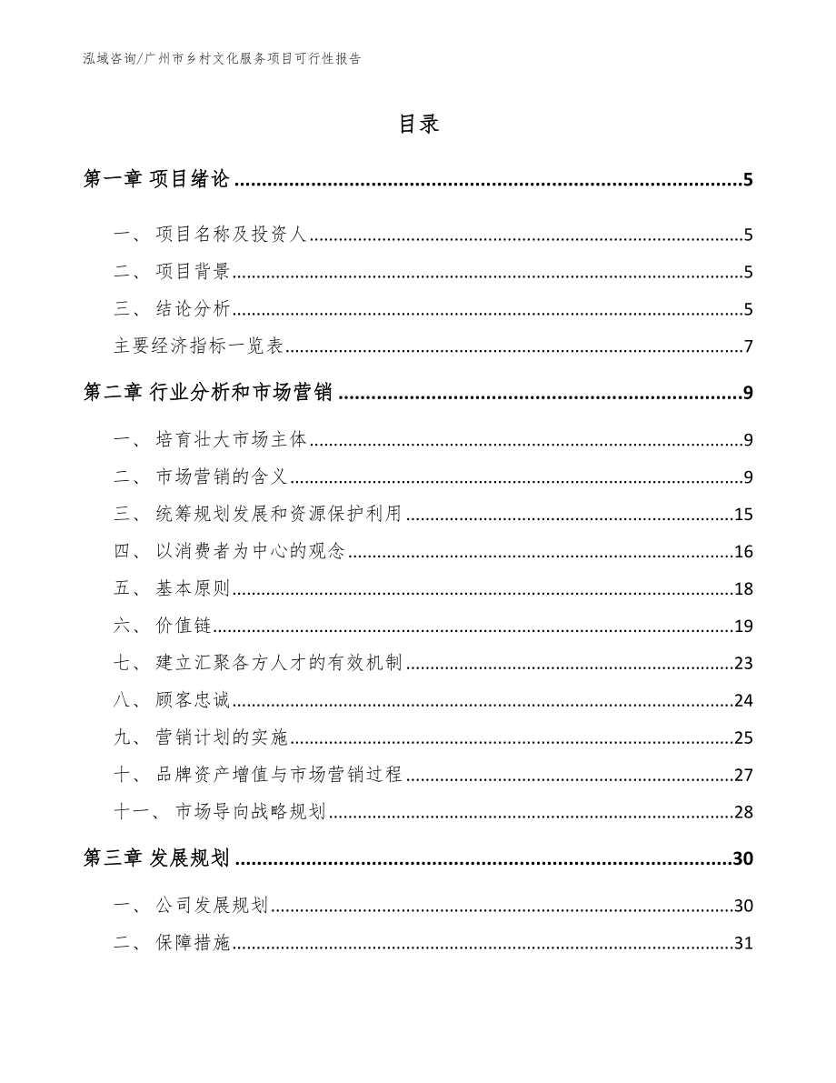 广州市乡村文化服务项目可行性报告模板_第1页
